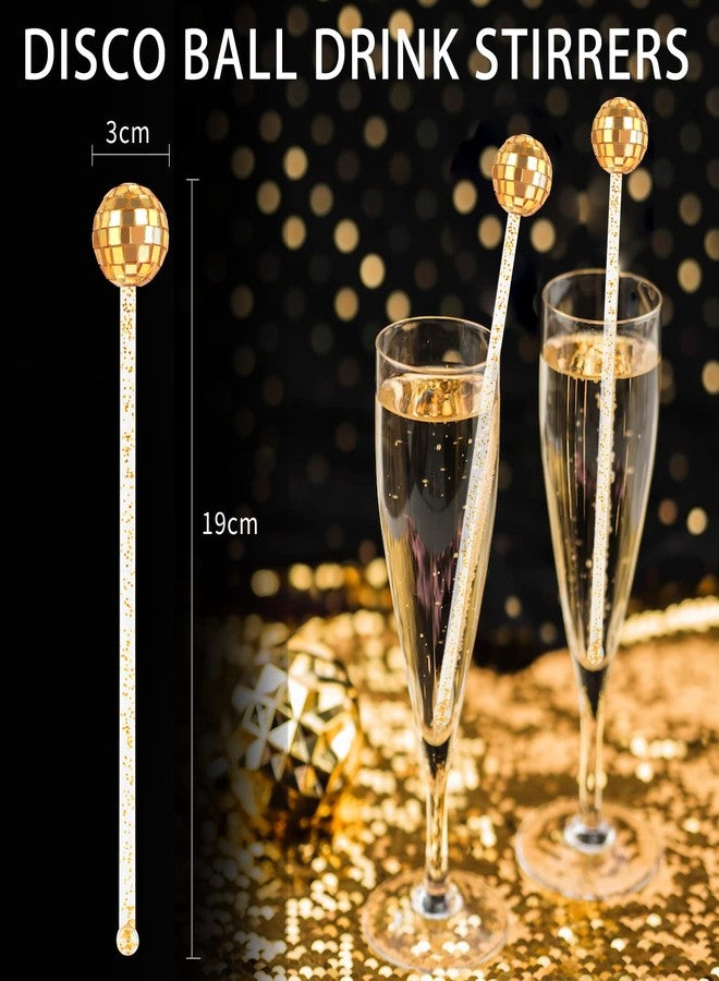 WANGDEFA 10 Pieces Gold Drink Stirrers Cocktail Disco Balls Cocktail Stirrers Disco Ball Swizzle Sticks Glitter Drink Stirrers for Last Disco Bachelorette Party Wedding Bar 7.4 Inches Long - Image 4